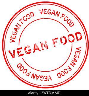 Grunge red vegan food word square rubber seal stamp on white background ...