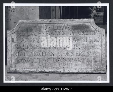 Lazio Latina Sonnino S. Michele3. Hutzel, Max 1960-1990 Medieval: Photographed during restoration; architecture, architectural sculpture (11-14th century); pascal candles (11th century); painted wooden crucifix (14th century) Object Notes: TCI mentions 13th century work of Madonna and Child above main altar; removed during restoration? German-born photographer and scholar Max Hutzel (1911-1988) photographed in Italy from the early 1960s until his death. The result of this project, referred to by Hutzel as Foto Arte Minore, is thorough documentation of art historical development in Italy up to Stock Photo