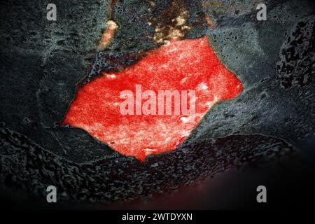 A close-up of a red and black Pottery Glacing Stock Photo