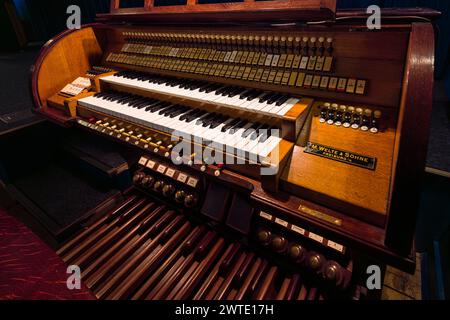 The Filmmuseum Potsdam runs a cinema with several screenings a day. Silent film screenings are accompanied by sounds and music from the historic Welte cinema organ. One of the last working Welte silent film organs can be found in the Filmmuseum Potsdam. Brandenburg, Brandenburg, Germany Stock Photo