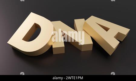 Luxury red inscription DNA on black podium, soft light, smooth background, 3d rendering Stock Photo