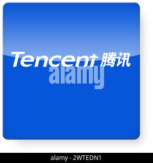 Tencent logo as an app icon. Clipping path included. Stock Photo