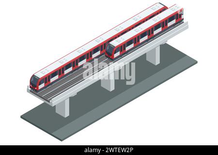 Isometric Subway City Train, Sky Train Road. Sky Train Station. Modern ...