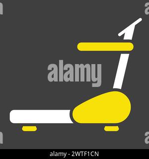 Fitness exercise treadmill device for walking and running vector solid icon on dark background. Graph symbol for fitness and weight loss web site and Stock Vector