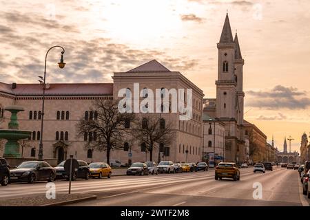 Munich, Germany - December 24, 2021: The Catholic Parish and University Church St. Louis, called Ludwigskirche is a neo-romanesque church in Munich, G Stock Photo