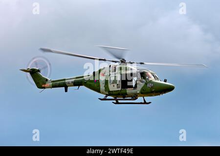 RNAS Yeovilton, Somerset, UK - July 10 2009: A Westland Lynx AH7 helicopter (ZD277) based at the RNAS Yeovilton, used by the Royal Marines Stock Photo