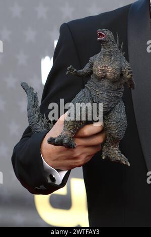 January 14, 2024, Santa Monica, Ca, USA: LOS ANGELES - JAN 14: Godzilla at the 29th Annual Critics Choice Awards - Arrivals at the Barker Hanger on January 14, 2024 in Santa Monica, CA. (Credit Image: © Kay Blake/ZUMA Press Wire) EDITORIAL USAGE ONLY! Not for Commercial USAGE! Stock Photo