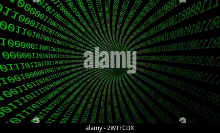 Driving Through Binary Data Tunnel Stock Photo