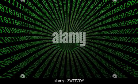 Driving Through Binary Data Tunnel Stock Photo