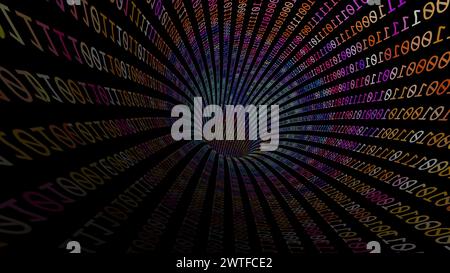 Driving Through Binary Data Tunnel Stock Photo