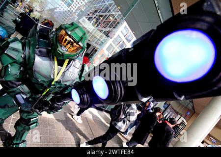Toronto, Canada. 17th Mar, 2024. A participant is posing outside the 2024 Toronto Comicon at the Metro Toronto Convention Centre in Toronto, Canada, on March 17, 2024. (Photo by Mike Campbell/NurPhoto) Credit: NurPhoto SRL/Alamy Live News Stock Photo