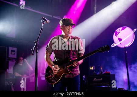 Pixies performing live at Kentish Town Forum, London, 17 March 2024 Joey Santiago ,lead guitarist, backing vocals The Pixies are an American alternative rock band formed in '86. They disbanded acrimoniously in '93 but reunited in '04. The Pixies are associated with the 90s alternative rock boom, and draw on elements including punk rock and surf rock. Their music is known for dynamic 'loud-quiet-loud' shifts and song structures. Stock Photo