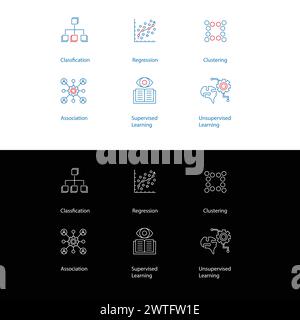 Data Science Icon Set Visualizing Machine Learning Concepts Vector Icon Design Set Stock Vector