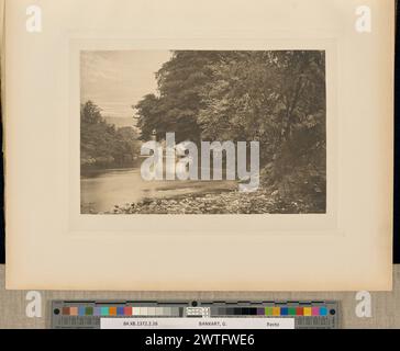 Rowsley Bridge, On the Derwent. Captain George Bankart, photographer (British, 1829 - 1916) 1888 View of an arched stone bridge from across the Derwent River. (Recto, adjacent interleaving) center, printed in black ink: 'PLATE XXXVI. ROWSLEY BRIDGE, ON THE DERWENT.' Stock Photo