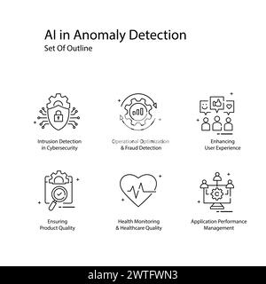 Anomaly Detection AI Vector Icons Enhancing Security Measures Stock Vector