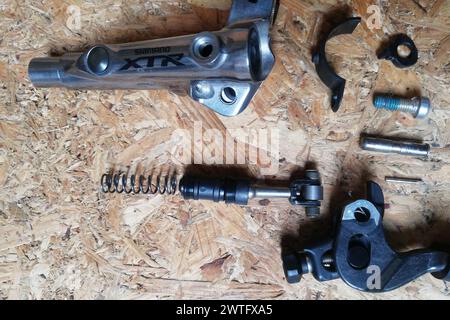 Top view of Shimano XTR mountain bike brake lever Stock Photo