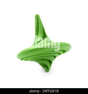 One green spinning top isolated on white Stock Photo