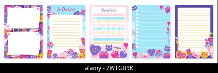Weekly planner and to do list template. Romantic letterhead with hearts ...