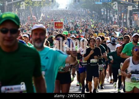 Los Angeles, USA. 18th Mar, 2024. Runners pour down Hollywood Blvd in the 39th Los Angeles Marathon in Los Angeles, the United States, March 17, 2024. Credit: Xinhua/Alamy Live News Stock Photo