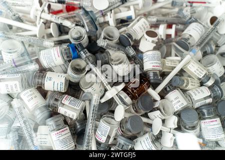 Closeup view of tons a Radiesse, Botox veils and injections used Stock Photo