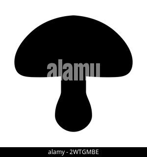black vector mushroom icon on white background Stock Vector