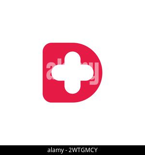 letter d plus medical flower cute logo vector Stock Vector