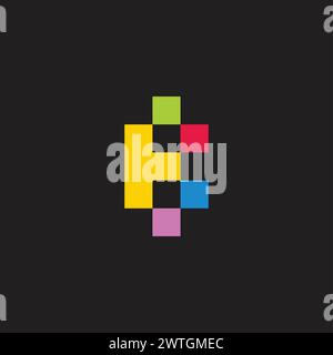 letter bt colorful pixels simple logo vector Stock Vector