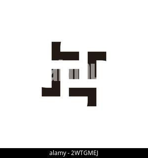 letter p negative space swirl square logo vector Stock Vector