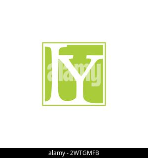 letter yi negative space square simple logo vector Stock Vector