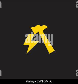 triangle thunder hammer power logo vector Stock Vector