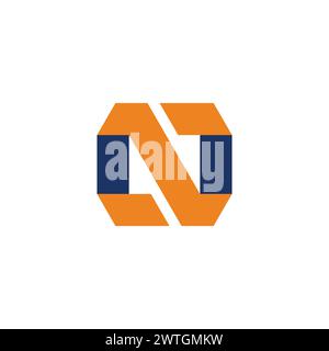 letter n 3d geometric shadow square logo vector Stock Vector
