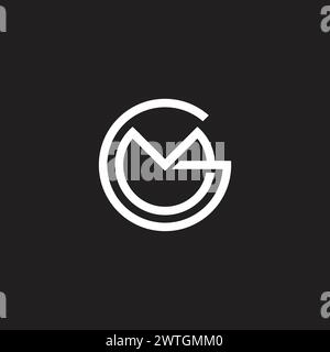 letter gm circle 3d flat simple logo vector Stock Vector