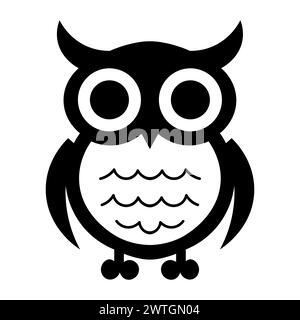 black vector owl icon on white background Stock Vector