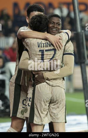 Nuno MENDES of PSG celebrates his goal during the French championship ...