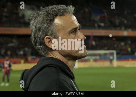 Coach of Montpellier HSC Michel Der Zakarian during the French championship Ligue 1 football match between Montpellier HSC (MHSC) and Paris Saint-Germain (PSG) on March 17, 2024 at La Mosson stadium in Montpellier, France Stock Photo