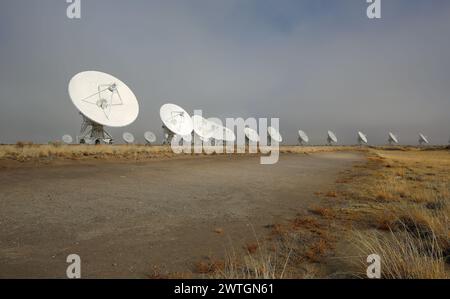 White antennas - Very Large Array, New Mexico Stock Photo