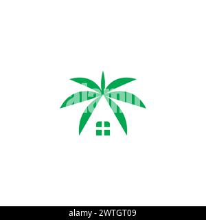 Palm Home Logo. Home Nature Logo Stock Vector