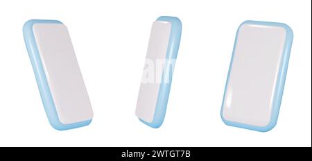 Vector 3d smartphones set in a minimalist style. Modern smartphone mockup with blank screen. Stock Vector