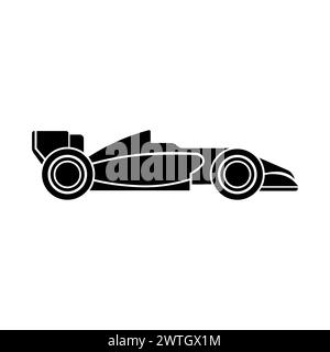 black vector racing car icon on white background Stock Vector