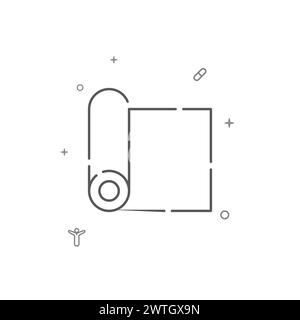 Yoga mat simple vector line icon. Symbol, pictogram, sign isolated on white background. Editable stroke. Adjust line weight. Stock Vector
