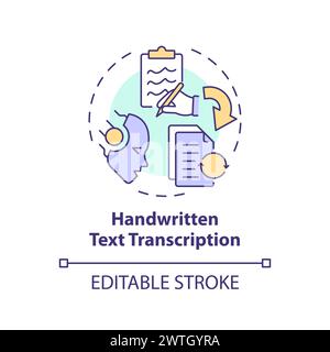 Handwritten text transcription multi color concept icon Stock Vector