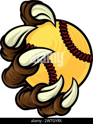 Softball Ball Claw Cartoon Monster Animal Hand Stock Vector