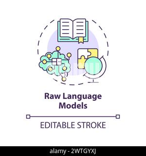 Raw language models multi color concept icon Stock Vector