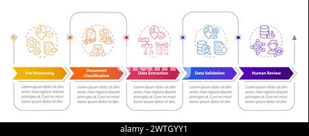 Ai data engineering rectangle infographic template Stock Vector