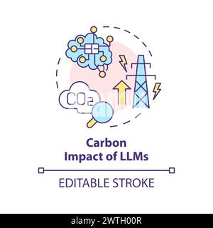 LLMs carbon impact multi color concept icon Stock Vector