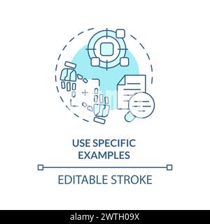 Using specific examples soft blue concept icon Stock Vector