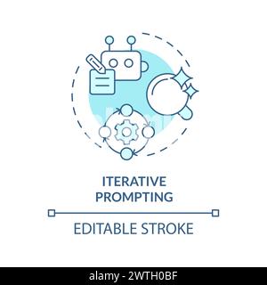 Iterative prompting soft blue concept icon Stock Vector