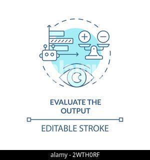 Evaluate output soft blue concept icon Stock Vector