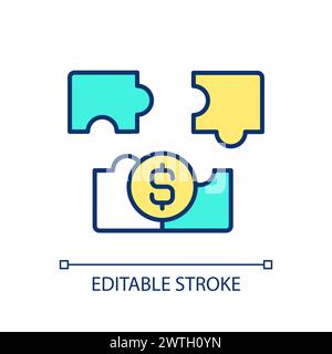 Jigsaw puzzles blue RGB color icon Stock Vector