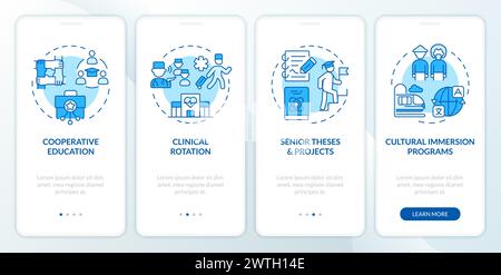 Education types blue onboarding mobile app screen Stock Vector